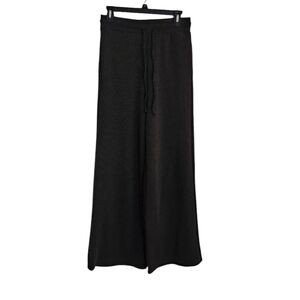 Korye Elastic Waist Drawstring Gray/Black Striped Wide-leg Pants size Medium